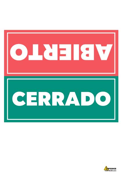 Cartel Abierto - Cerrado Rojo/Verde